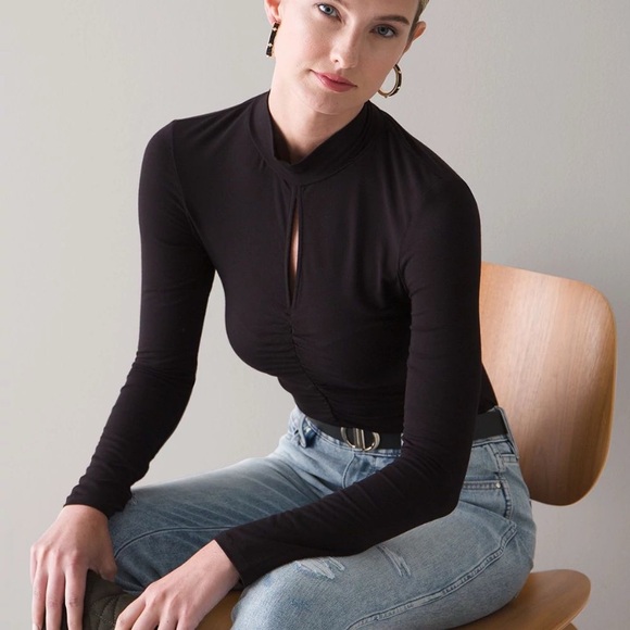 WHBM Long-Sleeved Ruched Bodysuit - Picture 2 of 5